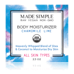 Made Simple Skin Care Chamomile Lime Body Moisturizer USDA Certified Organic Raw Vegan NonGMO
