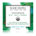 Made Simple Skin Care Mint Sweet Orange Toothpaste USDA Certified Organic Raw Vegan NonGMO