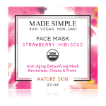 Made Simple Skin Care Strawberry Hibiscus Face Mask USDA Certified Organic Raw Vegan NonGMO