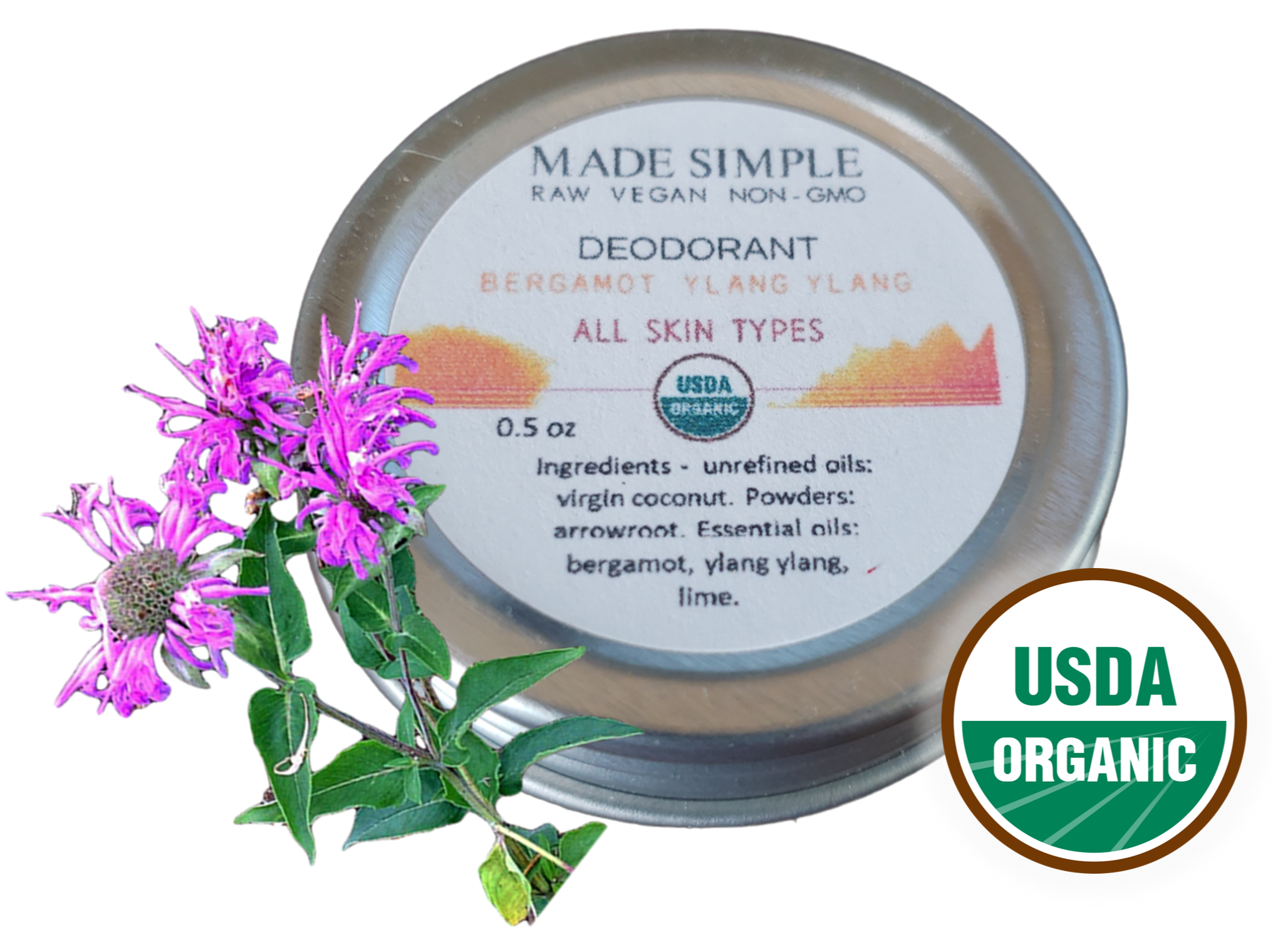 Made Simple Skin Care Bergamot Ylang Ylang Deodorant USDA certified organic raw vegan nonGMO sample3a