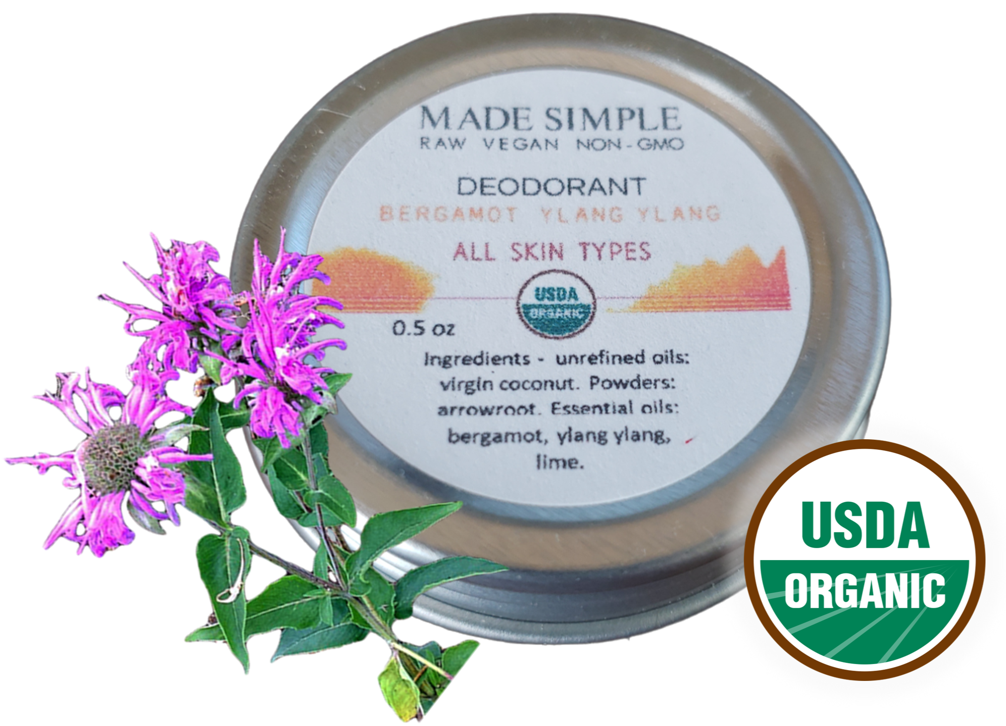 Made Simple Skin Care Bergamot Ylang Ylang Deodorant USDA certified organic raw vegan nonGMO sample3a