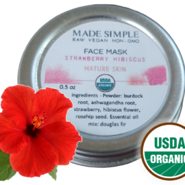 Made Simple Skin Care USDA cerfified organic raw vegan mask Strawberry Hibiscus sample4a