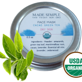 Made Simple Skin Care USDA certified organic raw vegan mask Cacao GreenTea sample4a