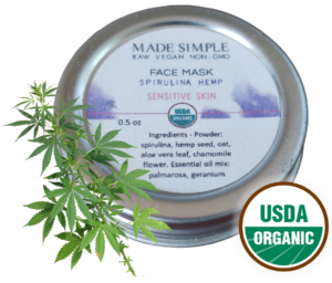 Made Simple Skin Care USDA certified organic raw vegan mask Spirlina Hemp sample5a