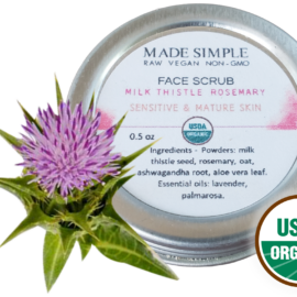 Made Simple Skin Care USDA certified organic raw vegan scrub Milk Thistle Rosemary sample4a