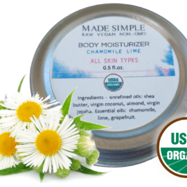 Made Simple Skin Care certified organic raw vegan nonGMO chamomile lime moisturizer sample 4a