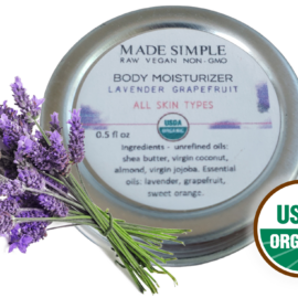 Made Simple Skin Care certified organic raw vegan nonGMO lavender grapefruit moisturizer sample4a