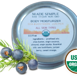 Made Simple Skin Care certified organic raw vegan nonGMO sea buckthorn juniper moisturizer sample4a