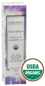 Made Simple Skin Care Rosehip chamomile Face serum USDA Certified Organic Raw Vegan NonGMO