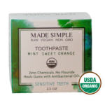 Made Simple Skin Care certified organic raw vegan nonGMO Crueltyfree mint sweet orange toothpaste