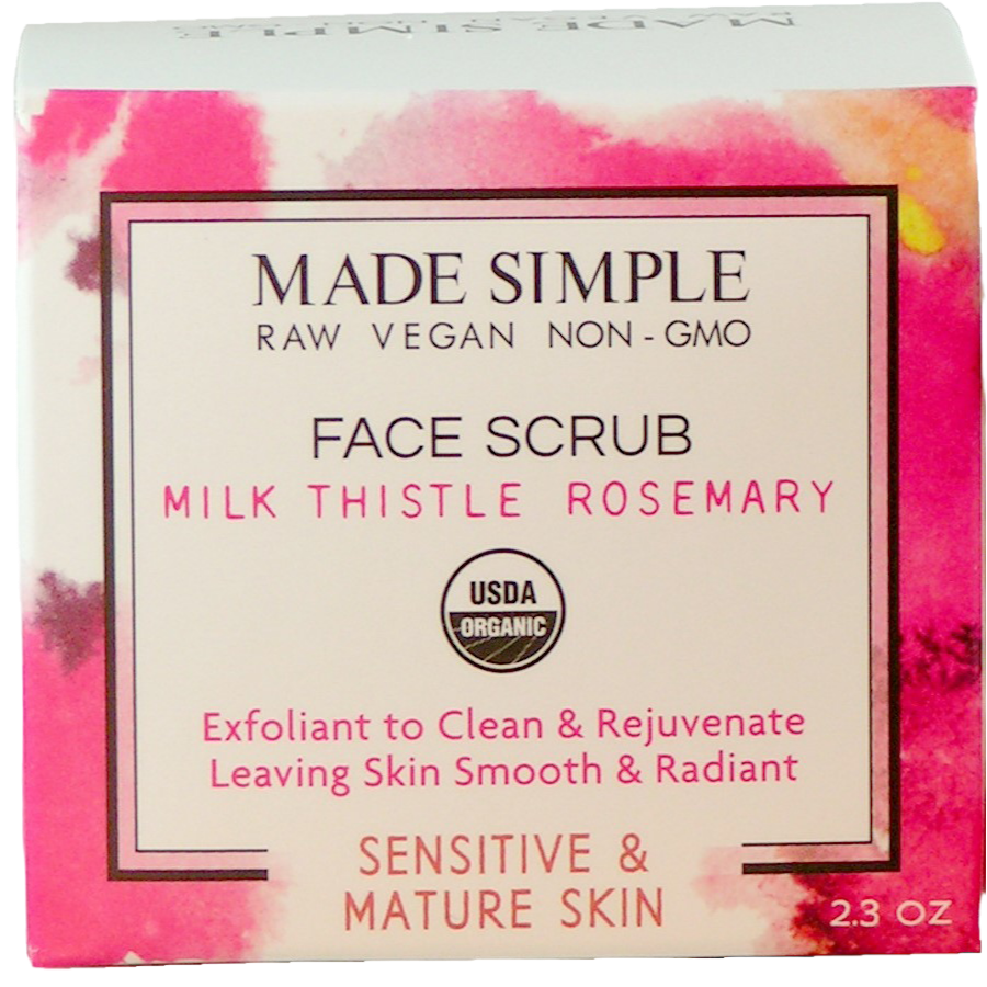 Made Simple Skin Care Milk Thistle Rosemary Face Scrub USDA Certified Organic Raw Vegan NonGMO